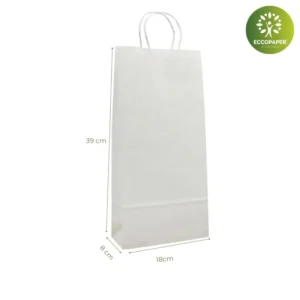 Bolsa biodegradable para botellas 18x8x39cm, disponible en colores, ideal para bodas y eventos.