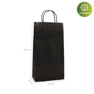 Bolsa reciclable para botellas 18x8x34cm, ideal para catering, bodas y empresas sostenibles.