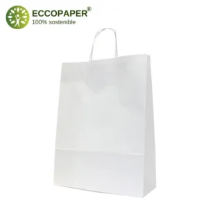 Bolsa Kraft 44x15x50cm robusta y respetuosa con el medio ambiente, perfecta para librerías y comercios de regalos.