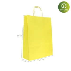 Bolsa Kraft 44x15x50cm sostenible, diseñada para tiendas que valoran el cuidado ambiental.