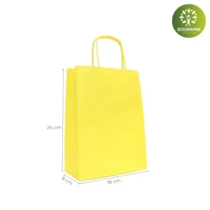 Bolsas de papel Kraft 18x8x24cm para productos sostenibles en tonos vivos