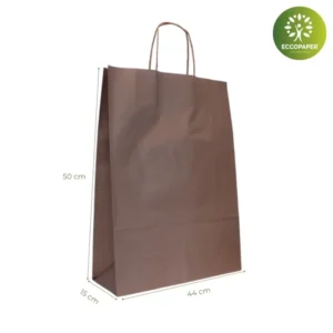 Bolsa Kraft 44x15x50cm, resistente y económica, ideal para ropa grande y abrigos.