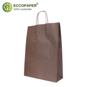 Bolsa Kraft 44x15x50cm biodegradable y versátil, perfecta para comercios de todo tipo.