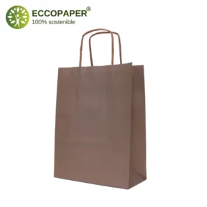 Bolsa Kraft ecológica 18x8x24cm para tiendas y regalos con asa de papel resistente