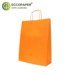 Bolsa Kraft 44x15x50cm reciclable, ideal para comercios que buscan alternativas ecológicas.