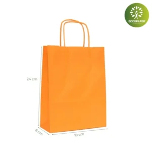 Bolsa Kraft resistentes 18x8x24cm para compras pequeñas, en kraft natural y colores vivos