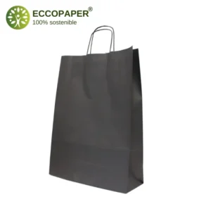 Bolsa Kraft 44x15x50cm económica, ideal para comercios responsables con el medio ambiente.