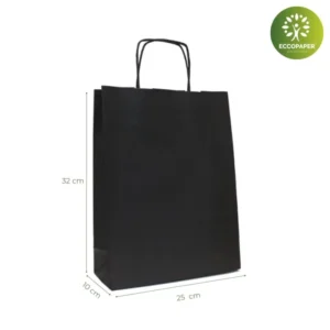 Bolsa Kraft 25x10x32cm biodegradable y resistente.