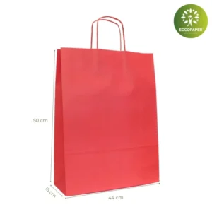 Bolsa Kraft 44x15x50cm, fabricada con materiales biodegradables, perfecta para ropa grande.