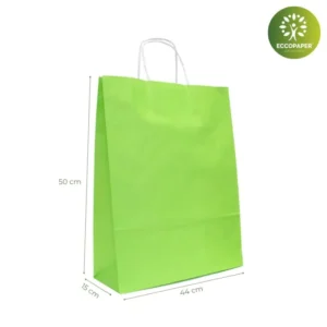 Bolsa Kraft 44x15x50cm resistente y biodegradable, perfecta para negocios responsables.