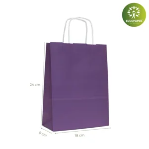 Bolsas de papel Kraft 18x8x24cm para pequeñas compras, en kraft natural y colores vivos