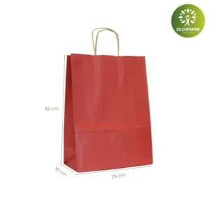 Bolsa Kraft 25x10x32cm biodegradable de alta calidad.