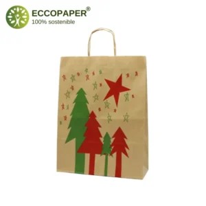 Bolsa Navidad 25x10x32cm económica y ecológica, diseñada para comercios responsables.