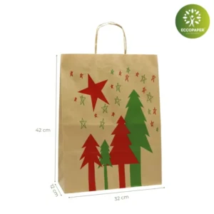 Bolsa Navideña 32x12x42cm ecológica y práctica, ideal para productos voluminosos en Navidad.