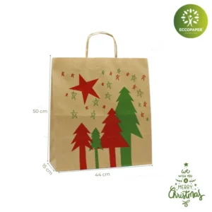 Bolsa Navidad 44x15x50cm económica y sostenible, diseñada para comercios conscientes.