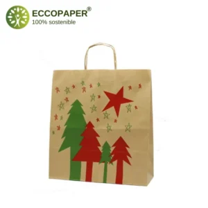 Bolsa Navidad 44x15x50cm biodegradable y versátil, ideal para tiendas responsables.