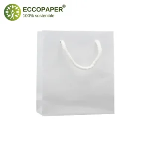 Bolsa de papel premium 18x8x23cm para tiendas de moda exclusivas.