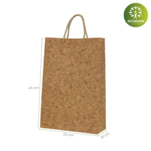 Bolsa de Corcho Natural 24x10x35cm, diseño innovador y sostenible ideal para regalos o uso personal.