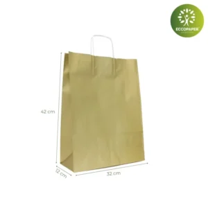 Bolsas Kraft 22x10x28cm compostables para negocios responsables.