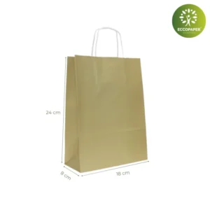 Bolsas de papel Kraft 18x8x24cm en azul, verde oscuro y más colores para destacar tus productos