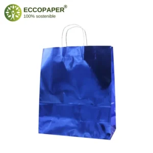 Bolsas Kraft 34x14x40cm con asa de papel retorcido para mayor comodidad.