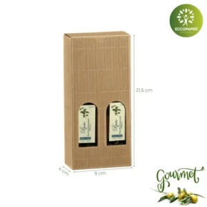 Cajas sostenible para botellas de aceite 9x4x21.5cm, ideal para el mercado gourmet.