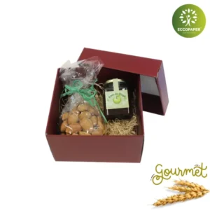 Empaque ideal para alimentos gourmet con las Cajas Gourmet 20.5x20.5x12cm ecológicas.