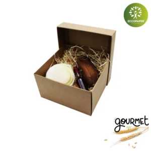 Empaque sostenible con Cajas Gourmet 20.5x20.5x12cm, perfectas para productos premium.