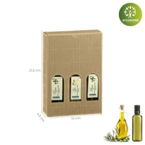 Cajas para botellas de aceite 14x4.5x21.5cm, exclusiva y ecológica.