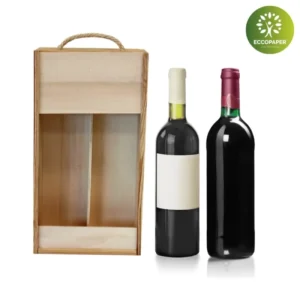 Estuche de Madera para Botellas 19x9x35cm diseñado para vinos y licores exclusivos.