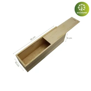 Estuche de Madera para Botellas 10x9x35cm ideal para vinos y licores.