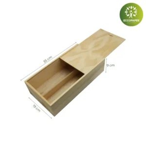 Estuche de Madera para Botellas 19x9x35cm atractivo para ferias de productos artesanales.