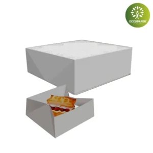 Cajas de cartón alimentario 15.2x19.2x7cm, perfecta para alta repostería.