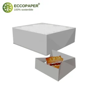 Empaque ecológico para pastelería 15.2x19.2x7cm, ideal para productos horneados.