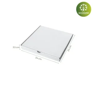 Cajas de cartón alimentario 24x24x3.5cm perfecta para pizzas medianas.