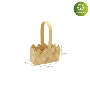 Cesta Fibra de Madera 14x7x9cm fabricada con fibra de madera natural sostenible.