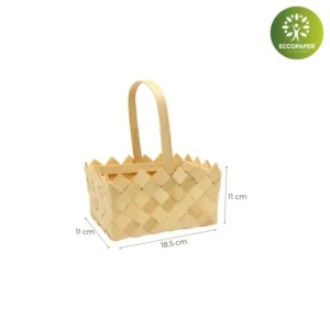 Cesta Fibra de Madera 18x11x11cm sostenible y perfecta para productos de San Valentín.