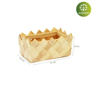 Cesta Fibra de Madera 17x8x12cm bonita y económica para productos alimentarios.