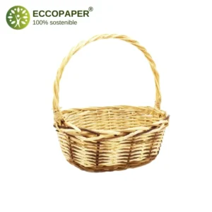 Cesta de Mimbre 44x16x34cm sostenible y apta para productos caseros.