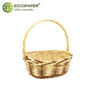 Cesta de Mimbre 35x13x24cm perfecta para frutas y productos artesanales.