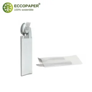 Fundas biodegradables para cubiertos 8+3.5x28cm para eventos responsables y elegantes.