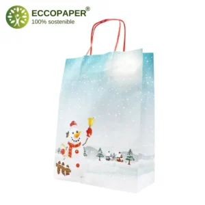 Bolsa Navidad 25x10x32cm biodegradable y versátil, ideal para tiendas comprometidas con el medio ambiente.