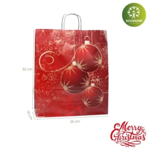 Bolsa Navidad 25x10x32cm, sostenible y económica, ideal para productos navideños.