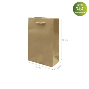 Bolsa de lujo 11x6x17cm ideal para productos de moda sostenible y regalos premium.