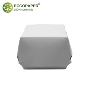 Cajas biodegradable para hamburguesas, formato compacto de 10x10x8cm, perfecta para comida rápida.